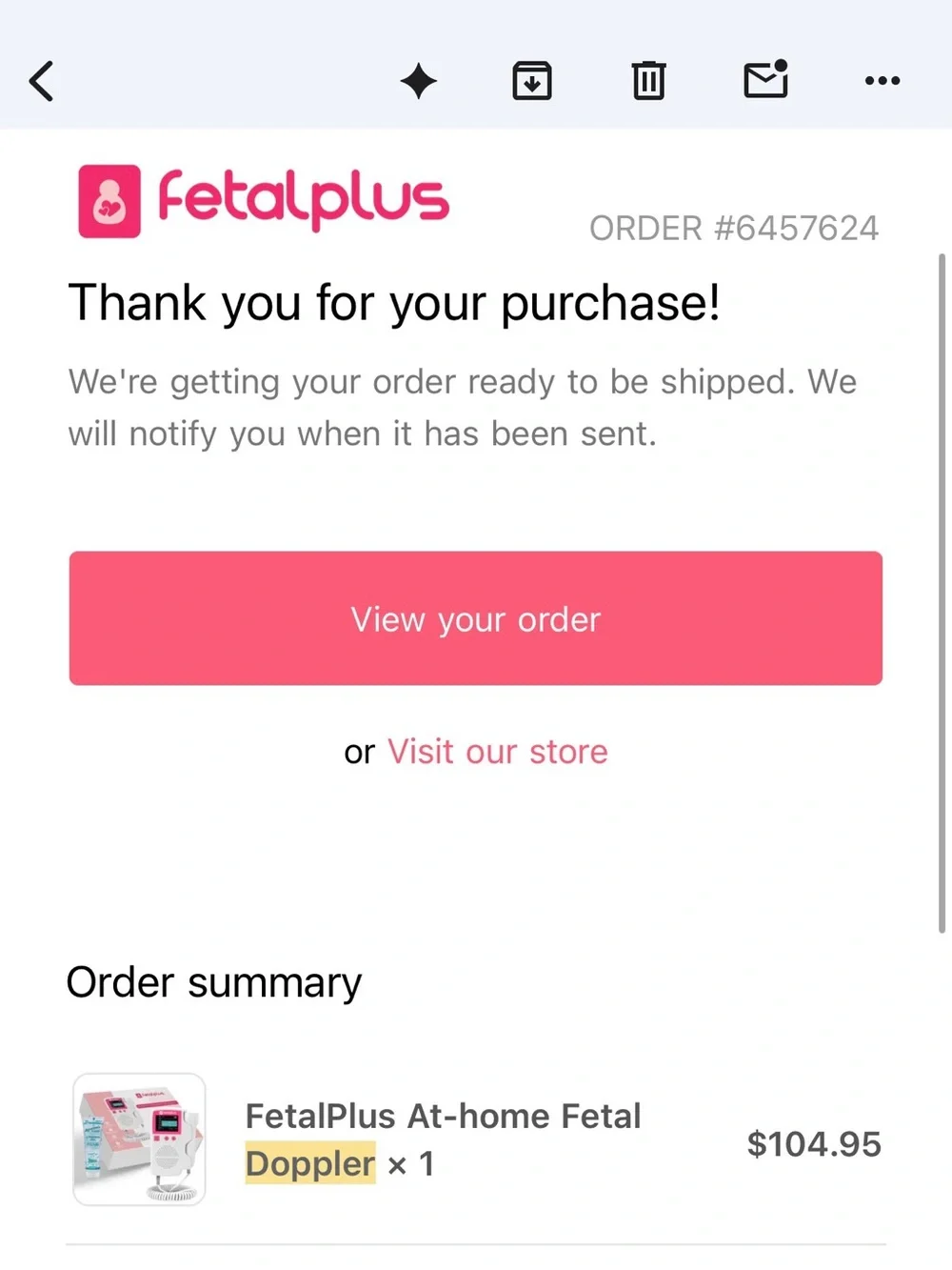 Fetalplus Pink & White Fetal Doppler Monitor - Portable Baby Heartbeat Detecter